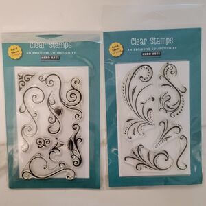 Hero Arts Collection FANTASTIC FL & FANCY DESIGN Clear Cling Stamps Lof o 2 Pkgs
